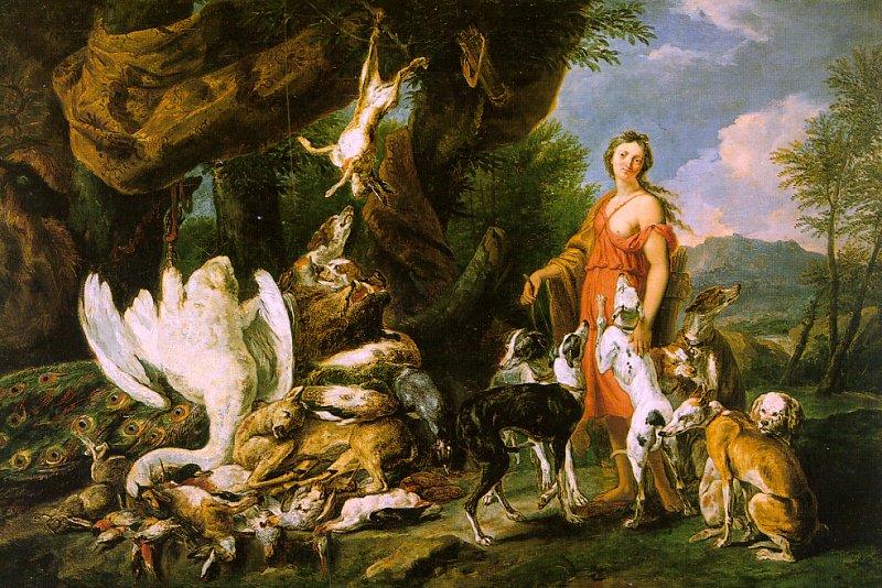  Jan  Fyt Diana with her Hunting Dogs Beside the Kill France oil painting art